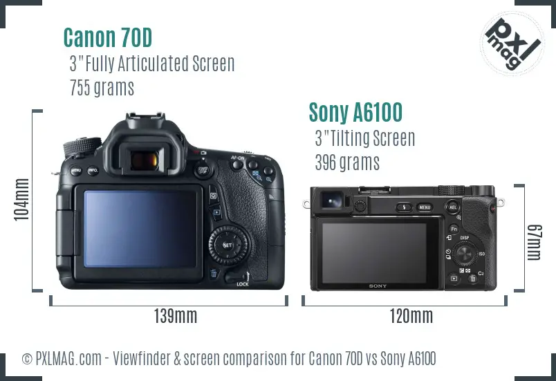 Canon 70D vs Sony A6100 Screen and Viewfinder comparison Canon 70D vs Sony A6100 Screen and Viewfinder comparison