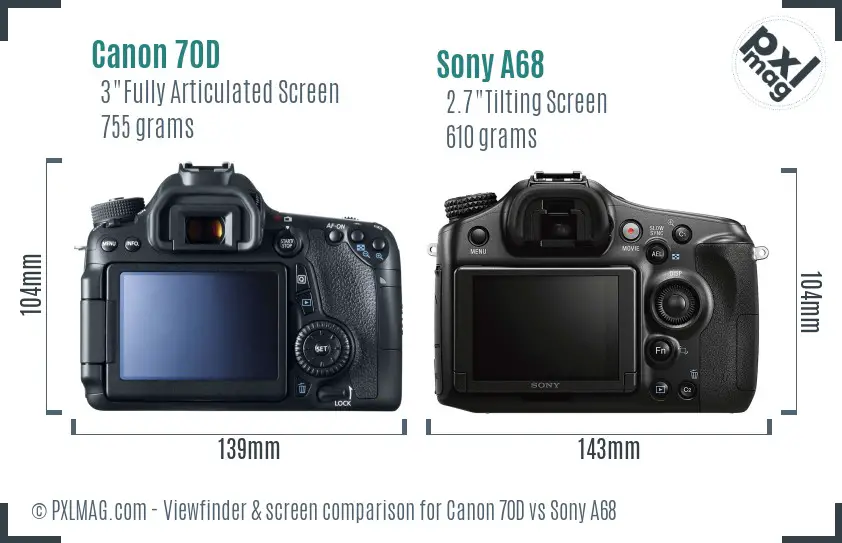 Canon 70D vs Sony A68 Screen and Viewfinder comparison Canon 70D vs Sony A68 Screen and Viewfinder comparison