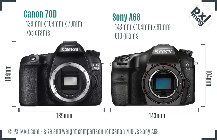 Canon 70D vs Sony A68 size comparison Canon 70D vs Sony A68 size comparison