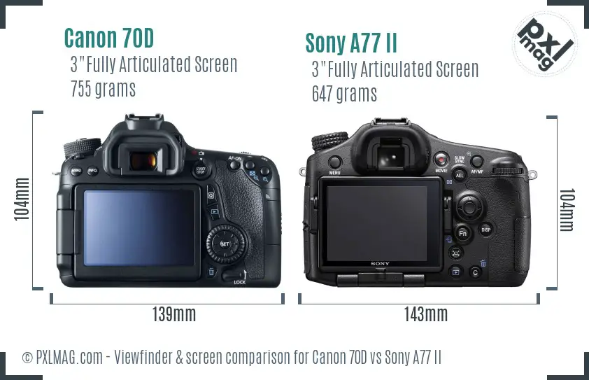 Canon 70D vs Sony A77 II Screen and Viewfinder comparison