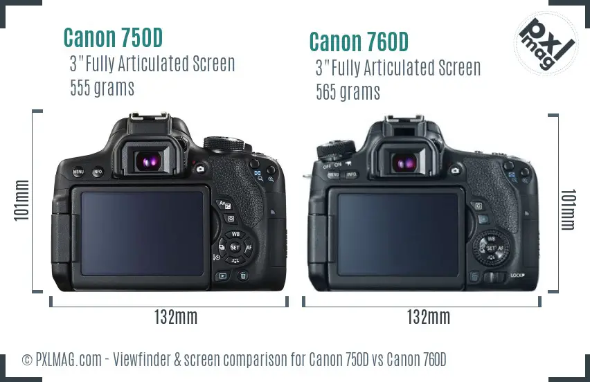 Canon 750D vs Canon 760D Screen and Viewfinder comparison