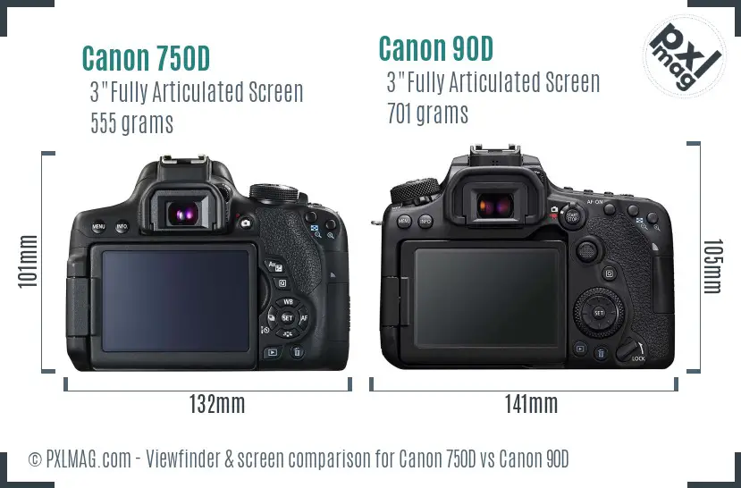 Canon 750D vs Canon 90D Screen and Viewfinder comparison Canon 750D vs Canon 90D Screen and Viewfinder comparison
