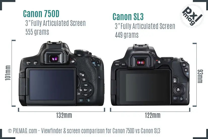 Canon 750D vs Canon SL3 Screen and Viewfinder comparison