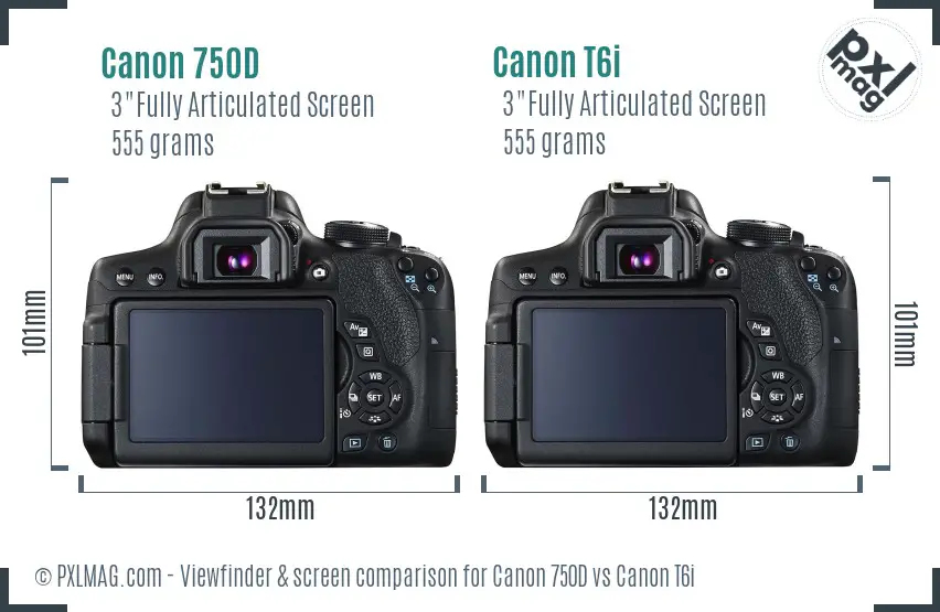 Canon 750D vs Canon T6i Screen and Viewfinder comparison