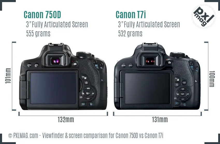 Canon 750D vs Canon T7i Screen and Viewfinder comparison