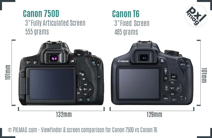 Canon 750D vs Canon T6 Screen and Viewfinder comparison