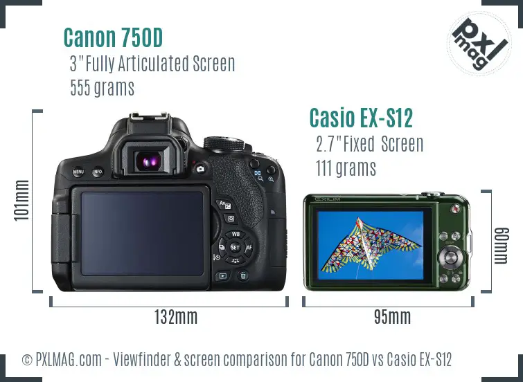 Canon 750D vs Casio EX-S12 Screen and Viewfinder comparison Canon 750D vs Casio EX-S12 Screen and Viewfinder comparison