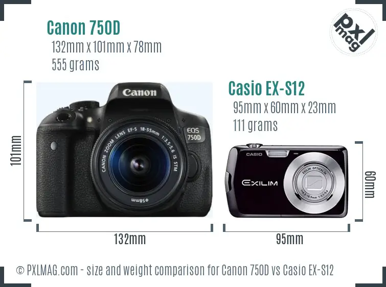 Canon 750D vs Casio EX-S12 size comparison Canon 750D vs Casio EX-S12 size comparison