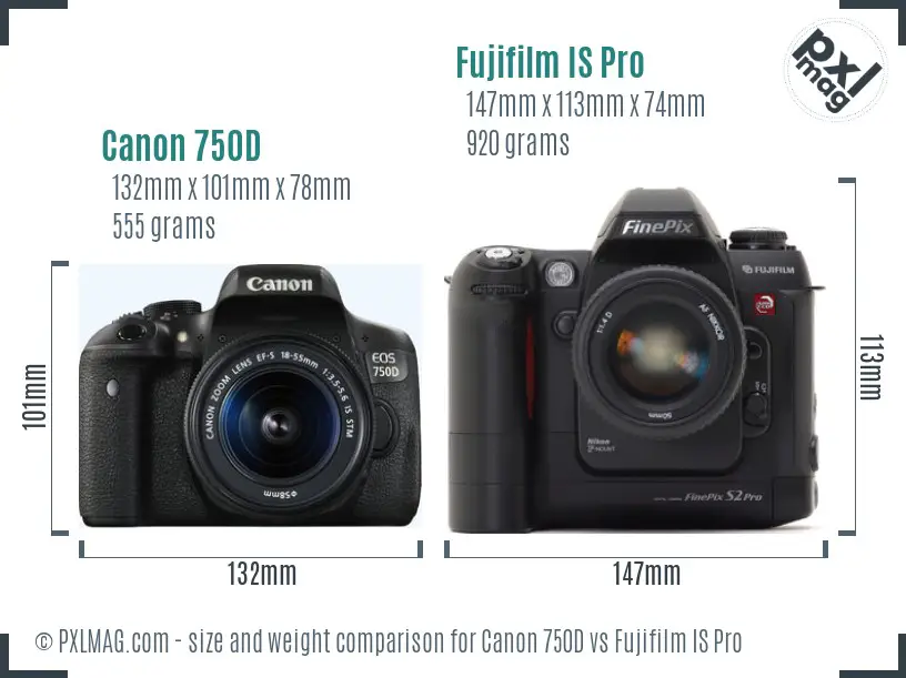 Canon 750D vs Fujifilm IS Pro size comparison Canon 750D vs Fujifilm IS Pro size comparison