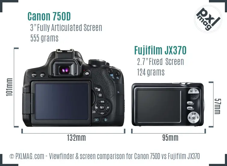 Canon 750D vs Fujifilm JX370 Screen and Viewfinder comparison