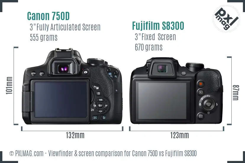 Canon 750D vs Fujifilm S8300 Screen and Viewfinder comparison Canon 750D vs Fujifilm S8300 Screen and Viewfinder comparison