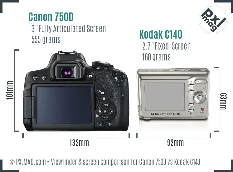 Canon 750D vs Kodak C140 Screen and Viewfinder comparison Canon 750D vs Kodak C140 Screen and Viewfinder comparison