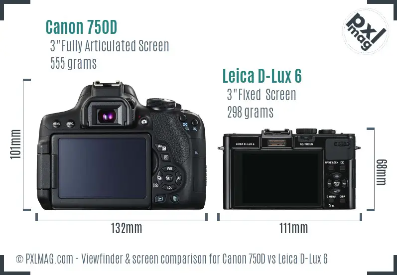 Canon 750D vs Leica D-Lux 6 Screen and Viewfinder comparison Canon 750D vs Leica D-Lux 6 Screen and Viewfinder comparison