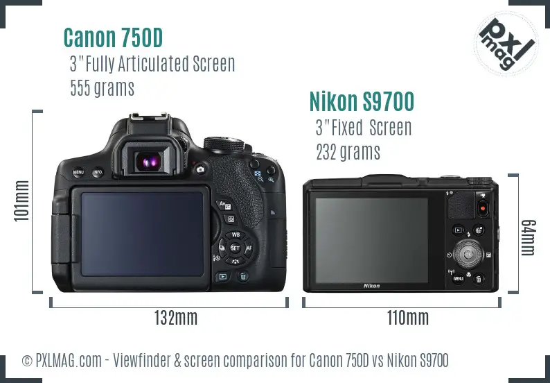 Canon 750D vs Nikon S9700 Screen and Viewfinder comparison Canon 750D vs Nikon S9700 Screen and Viewfinder comparison