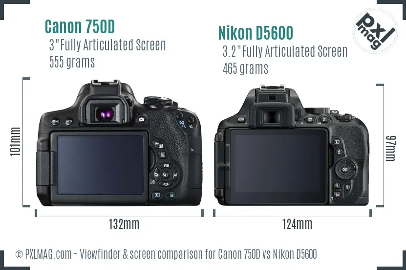 Canon 750D vs Nikon D5600 Screen and Viewfinder comparison