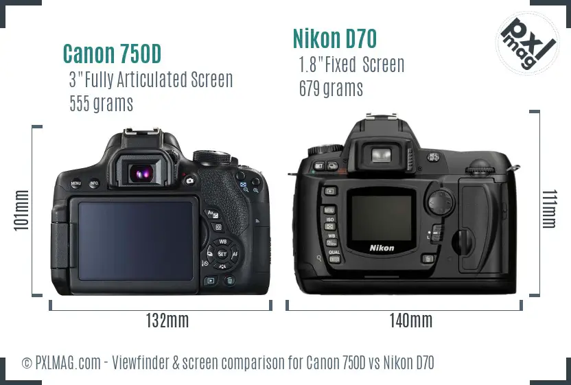 Canon 750D vs Nikon D70 Screen and Viewfinder comparison Canon 750D vs Nikon D70 Screen and Viewfinder comparison