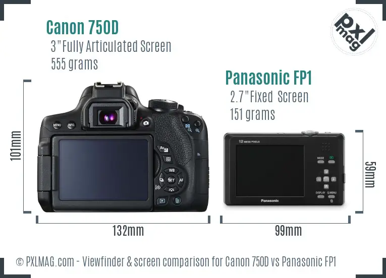 Canon 750D vs Panasonic FP1 Screen and Viewfinder comparison