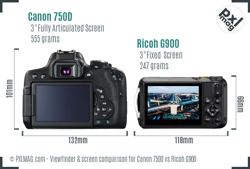 Canon 750D vs Ricoh G900 Screen and Viewfinder comparison Canon 750D vs Ricoh G900 Screen and Viewfinder comparison