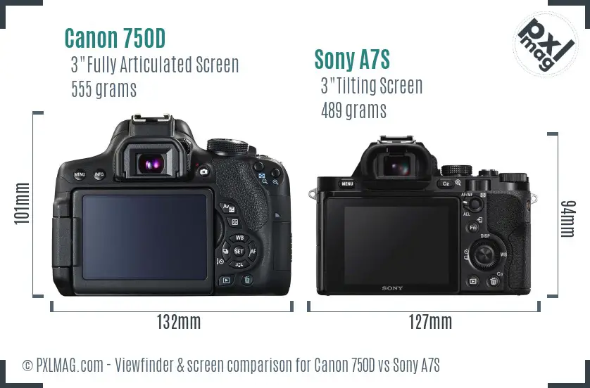 Canon 750D vs Sony A7S Screen and Viewfinder comparison