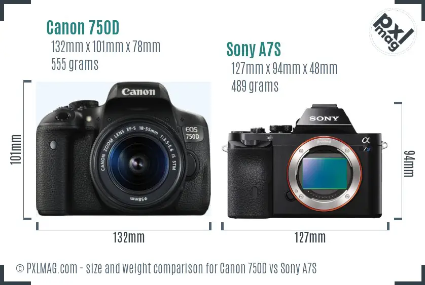 Canon 750D vs Sony A7S size comparison Canon 750D vs Sony A7S size comparison