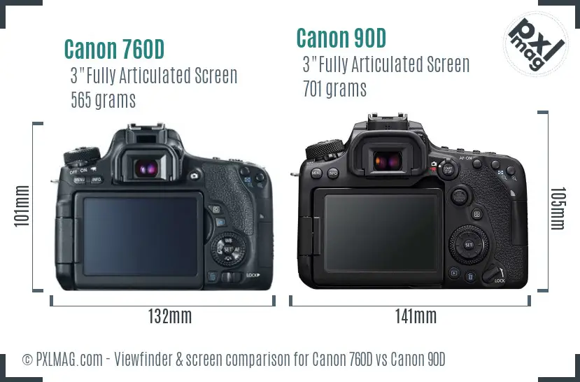Canon 760D vs Canon 90D Screen and Viewfinder comparison Canon 760D vs Canon 90D Screen and Viewfinder comparison