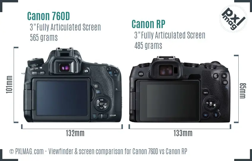 Canon 760D vs Canon RP Screen and Viewfinder comparison Canon 760D vs Canon RP Screen and Viewfinder comparison