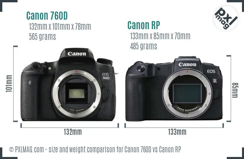 Canon 760D vs Canon RP size comparison Canon 760D vs Canon RP size comparison