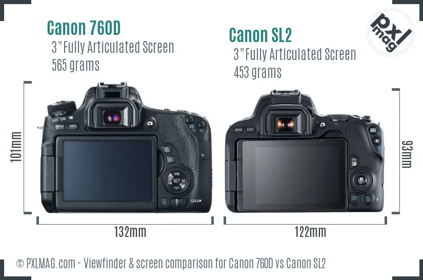 Canon 760D vs Canon SL2 Screen and Viewfinder comparison