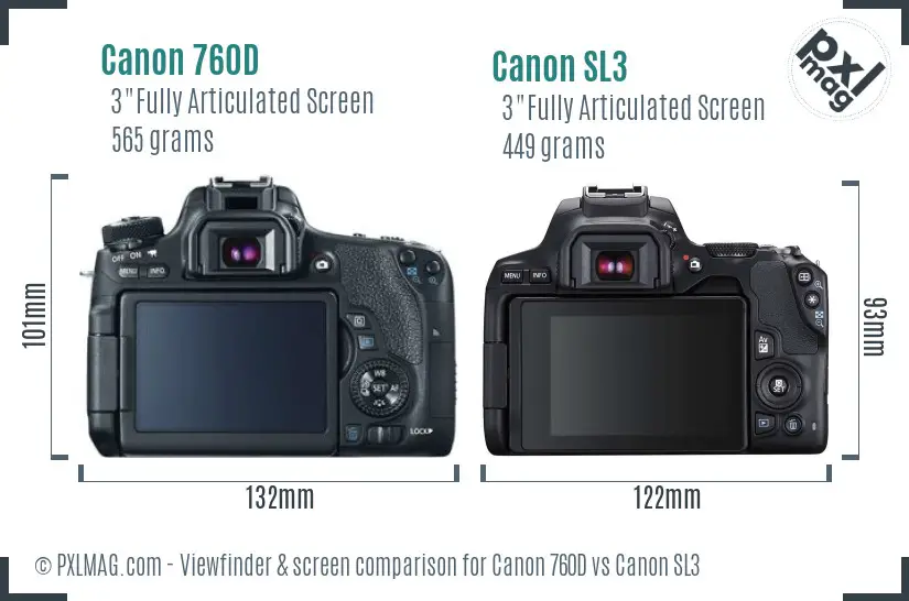 Canon 760D vs Canon SL3 Screen and Viewfinder comparison