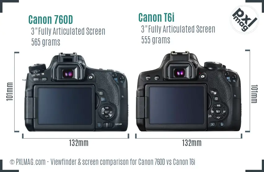 Canon 760D vs Canon T6i Screen and Viewfinder comparison