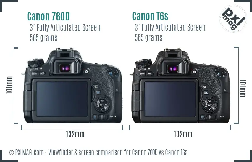 Canon 760D vs Canon T6s Screen and Viewfinder comparison