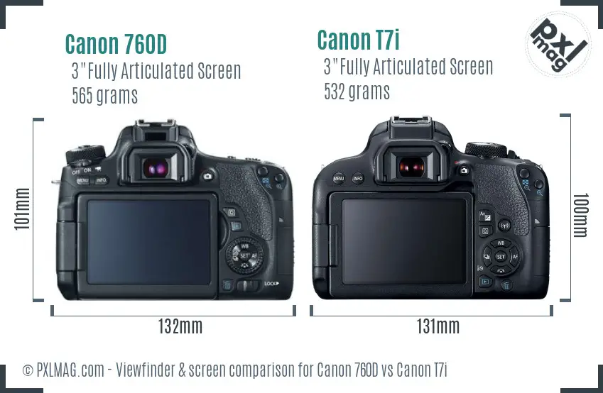 Canon 760D vs Canon T7i Screen and Viewfinder comparison