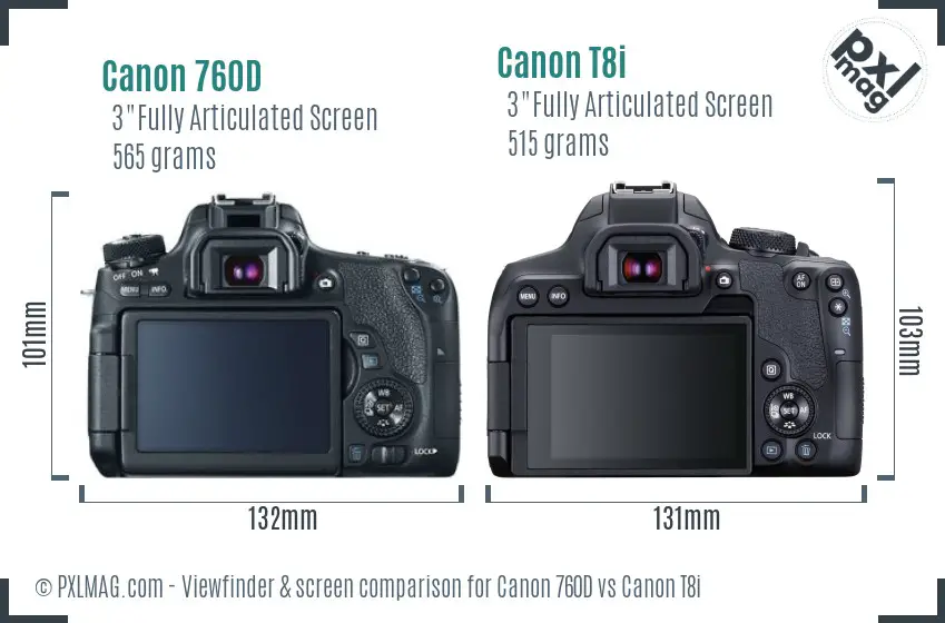 Canon 760D vs Canon T8i Screen and Viewfinder comparison