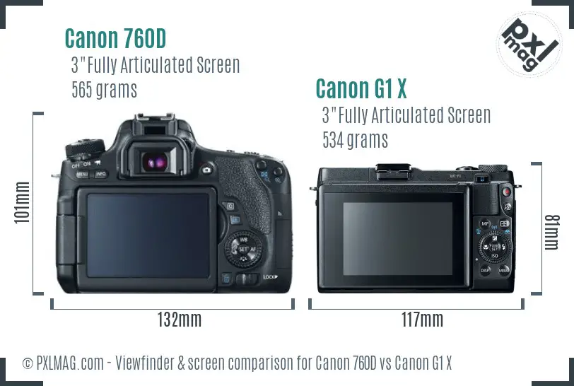 Canon 760D vs Canon G1 X Screen and Viewfinder comparison