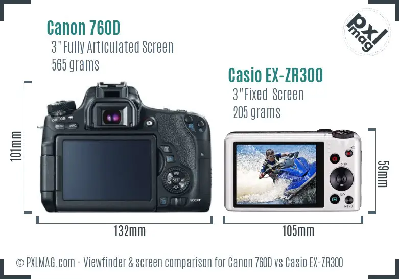 Canon 760D vs Casio EX-ZR300 Screen and Viewfinder comparison Canon 760D vs Casio EX-ZR300 Screen and Viewfinder comparison