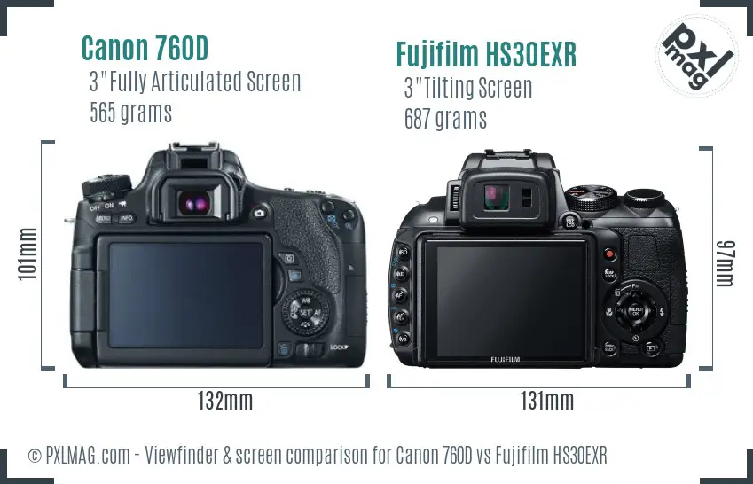 Canon 760D vs Fujifilm HS30EXR Screen and Viewfinder comparison Canon 760D vs Fujifilm HS30EXR Screen and Viewfinder comparison