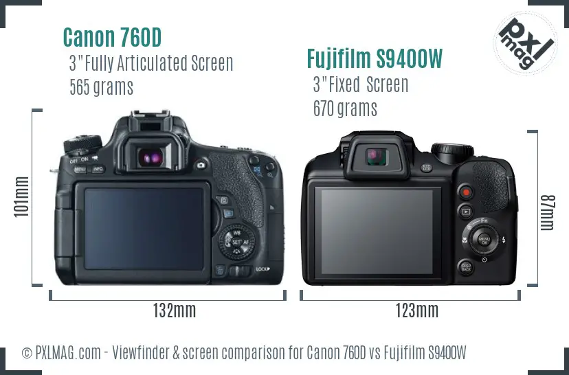 Canon 760D vs Fujifilm S9400W Screen and Viewfinder comparison Canon 760D vs Fujifilm S9400W Screen and Viewfinder comparison
