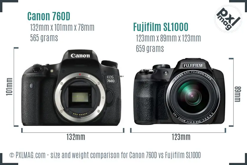 Canon 760D vs Fujifilm SL1000 size comparison Canon 760D vs Fujifilm SL1000 size comparison