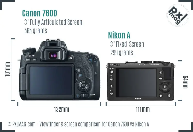 Canon 760D vs Nikon A Screen and Viewfinder comparison