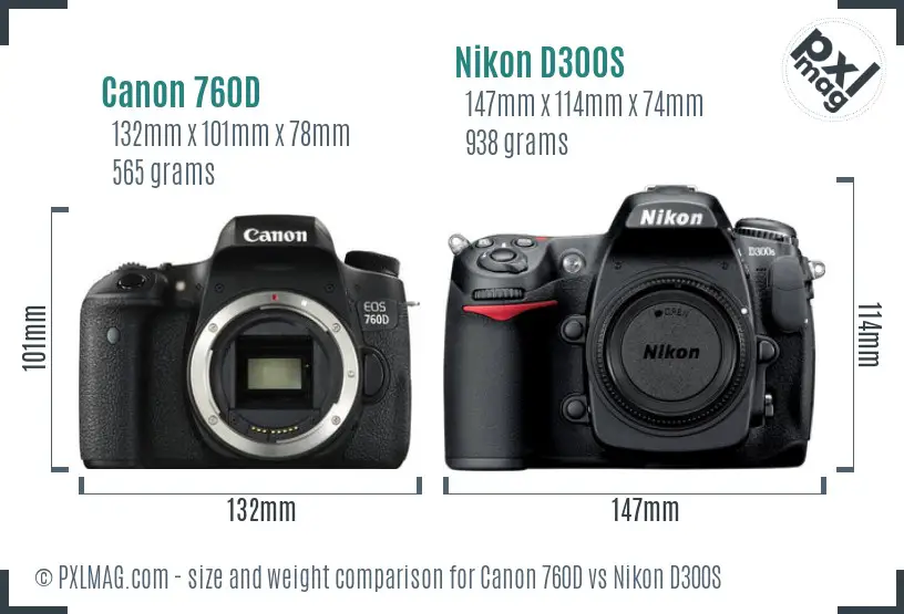 Canon 760D vs Nikon D300S size comparison Canon 760D vs Nikon D300S size comparison