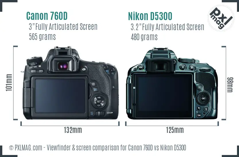 Canon 760D vs Nikon D5300 Screen and Viewfinder comparison