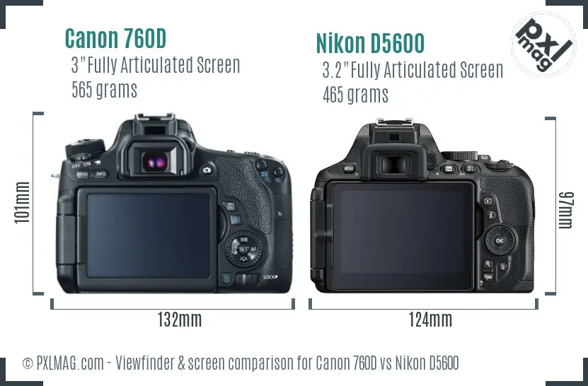 Canon 760D vs Nikon D5600 Screen and Viewfinder comparison