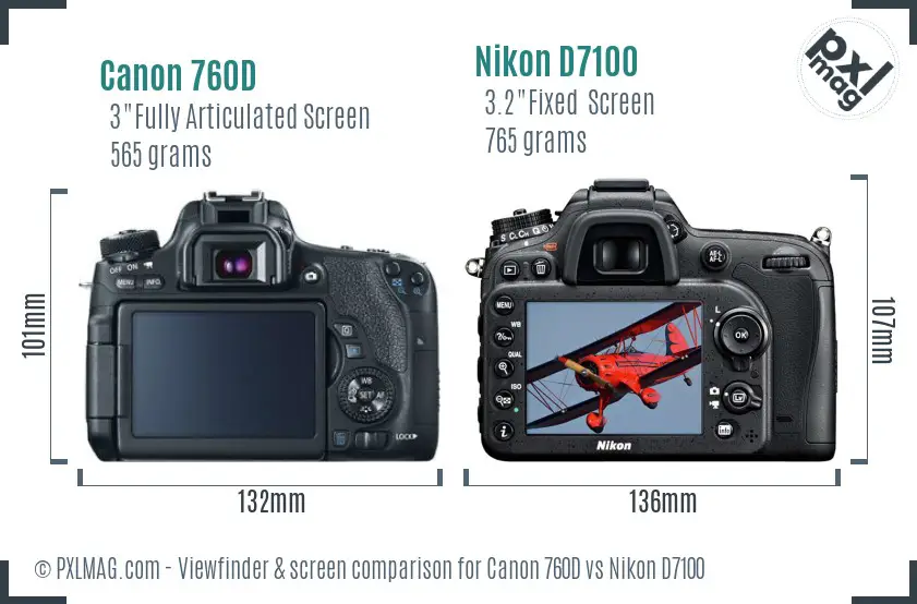 Canon 760D vs Nikon D7100 Screen and Viewfinder comparison