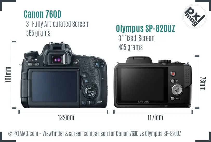 Canon 760D vs Olympus SP-820UZ Screen and Viewfinder comparison Canon 760D vs Olympus SP-820UZ Screen and Viewfinder comparison