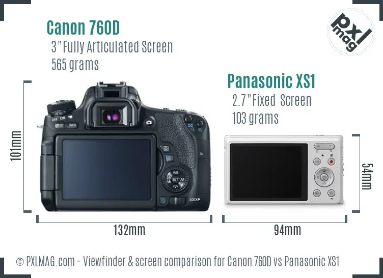 Canon 760D vs Panasonic XS1 Screen and Viewfinder comparison