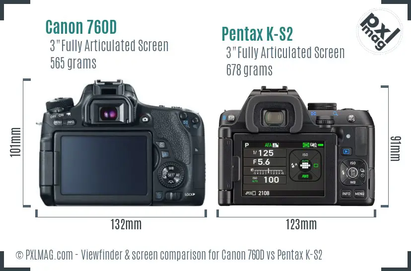Canon 760D vs Pentax K-S2 Screen and Viewfinder comparison