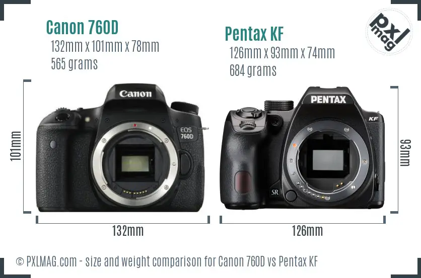 Canon 760D vs Pentax KF size comparison