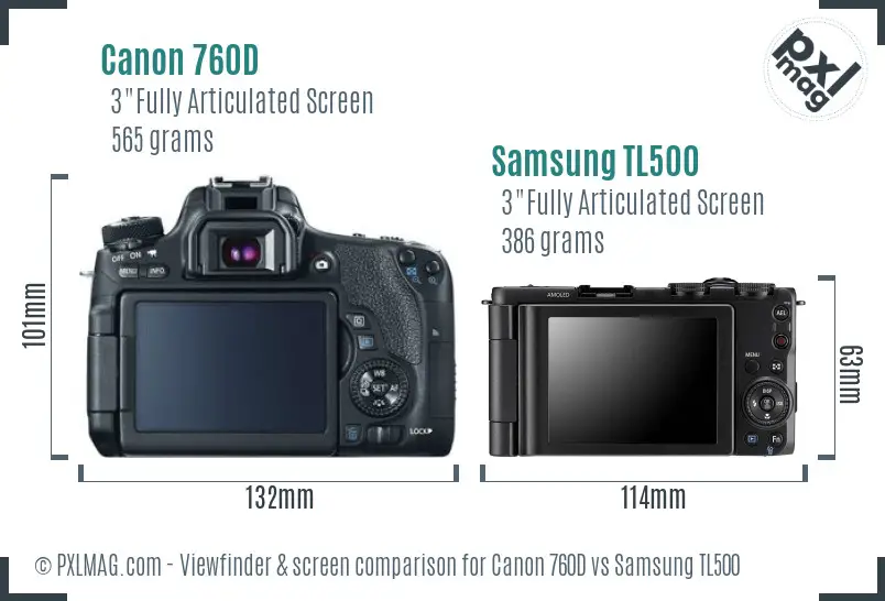 Canon 760D vs Samsung TL500 Screen and Viewfinder comparison