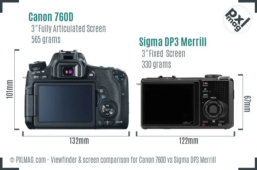 Canon 760D vs Sigma DP3 Merrill Screen and Viewfinder comparison