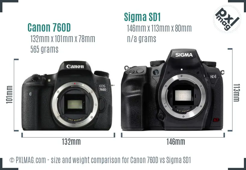Canon 760D vs Sigma SD1 size comparison